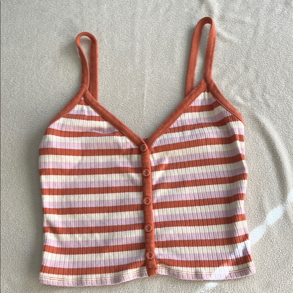 Striped Button-Up Camisole Top